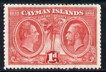 Cayman Islands 1932 Centenary 1d scarlet mounted mint SG 86