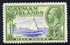 Cayman Islands 1935 KG5 Pictorial - Cat Boat 1/2d ultramarine & green mounted mint, SG 97