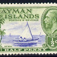 Cayman Islands 1935 KG5 Pictorial - Cat Boat 1/2d ultramarine & green mounted mint, SG 97