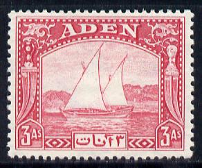 Aden 1937 Dhow 3a carmine mounted mint, SG 6