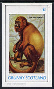 Grunay 1982 Animals (Red Howler Monkey) imperf souvenir sheet (£1 value) unmounted mint
