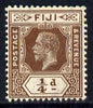 Fiji 1912-23 KG5 MCA 1/4d brown mounted mint SG 125/a