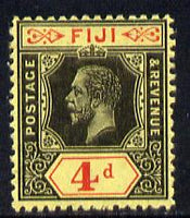 Fiji 1912-23 KG5 MCA 4d black & red on lemon (die I) mounted mint SG 131a