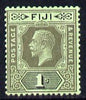 Fiji 1912-23 KG5 MCA 1s black on green (emerald back die II mounted mint SG 134d