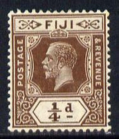 Fiji 1912-23 KG5 Script CA 1/4d deep brown mounted mint SG 228