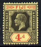 Fiji 1912-23 KG5 Script CA 4d black & red on yellow mounted mint SG 235