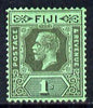 Fiji 1912-23 KG5 Script CA 1s black on emerald mounted mint SG 238