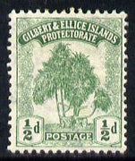 Gilbert & Ellice Islands 1911 Pandanus Pine 1/2d green mounted mint SG 8