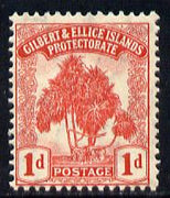 Gilbert & Ellice Islands 1911 Pandanus Pine 1d carmine mounted mint SG 9