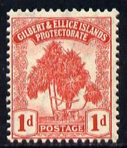 Gilbert & Ellice Islands 1911 Pandanus Pine 1d carmine mounted mint SG 9