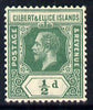 Gilbert & Ellice Islands 1912-24 KG5 MCA 1/2d green mounted mint SG 12
