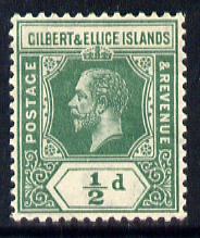 Gilbert & Ellice Islands 1912-24 KG5 MCA 1/2d green mounted mint SG 12