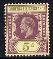 Gilbert & Ellice Islands 1912-24 KG5 MCA 5d dull purple & sage-green mounted mint SG 18