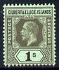Gilbert & Ellice Islands 1912-24 KG5 MCA 1s black on green mounted mint SG 20