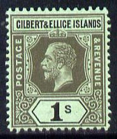 Gilbert & Ellice Islands 1912-24 KG5 MCA 1s black on green mounted mint SG 20