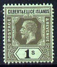 Gilbert & Ellice Islands 1912-24 KG5 MCA 1s black on green mounted mint SG 20