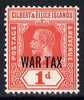 Gilbert & Ellice Islands 1918 War Tax 1d red mounted mint SG 26