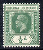 Gilbert & Ellice Islands 1922-27 KG5 Script CA 1/2d green mounted mint SG 27