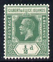 Gilbert & Ellice Islands 1922-27 KG5 Script CA 1/2d green mounted mint SG 27