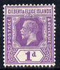 Gilbert & Ellice Islands 1922-27 KG5 Script CA 1d violet mounted mint SG 28