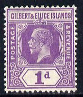Gilbert & Ellice Islands 1922-27 KG5 Script CA 1d violet mounted mint SG 28