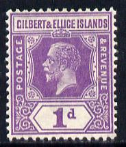Gilbert & Ellice Islands 1922-27 KG5 Script CA 1d violet mounted mint SG 28