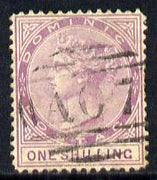 Dominica 1877-79 QV Crown CC P14 1s magenta light A07 cancel SG 9