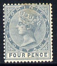 Dominica 1886-90 QV Crown CA 4d grey mounted mint SG 24