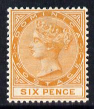 Dominica 1886-90 QV Crown CA 6d orange mounted mint SG 25
