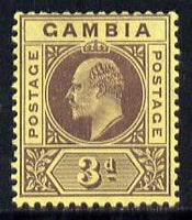 Gambia 1909 KE7 MCA 3d purple on yellow mounted mint SG 75