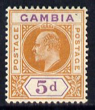 Gambia 1909 KE7 MCA 5d orange & purple mounted mint SG 77