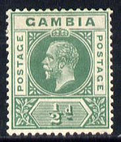 Gambia 1921-22 KG5 Script CA 1/2d dull green mounted mint SG 108