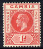 Gambia 1921-22 KG5 Script CA 1d carmine mounted mint SG 109