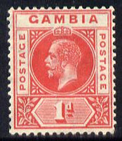 Gambia 1921-22 KG5 Script CA 1d carmine mounted mint SG 109