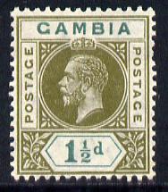 Gambia 1921-22 KG5 Script CA 1.5d olive-green & blue-green mounted mint SG 110