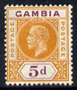 Gambia 1921-22 KG5 Script CA 5d orange & purple mounted mint SG 113