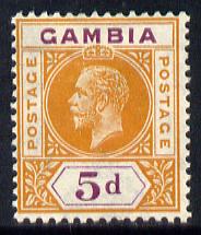 Gambia 1921-22 KG5 Script CA 5d orange & purple mounted mint SG 113