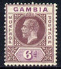 Gambia 1921-22 KG5 Script CA 6d dull & bright purple mounted mint SG 114