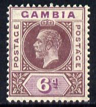 Gambia 1921-22 KG5 Script CA 6d dull & bright purple mounted mint SG 114