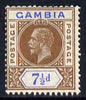 Gambia 1921-22 KG5 Script CA 7.5d brown & blue mounted mint SG 115