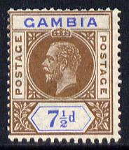Gambia 1921-22 KG5 Script CA 7.5d brown & blue mounted mint SG 115