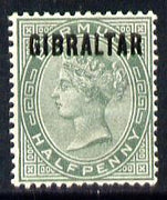 Gibraltar 1886 Overprint on Bermuda 1/2d dull green mounted mint SG 1