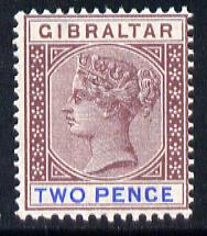 Gibraltar 1886-98 Sterling Currency 2d brown-purple & ultramarine mounted mint SG 41