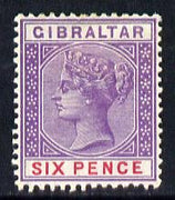 Gibraltar 1886-98 Sterling Currency 6d violet & red mounted mint SG 44