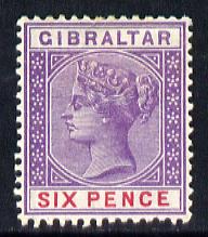 Gibraltar 1886-98 Sterling Currency 6d violet & red mounted mint SG 44