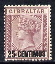 Gibraltar 1889 Spanish Currency Surcharge 25c on 2d brown-purple mounted mint SG 17