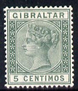 Gibraltar 1889-96 Spanish Currency 5c green mounted mint SG 22