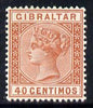 Gibraltar 1889-96 Spanish Currency 40c orange-brown mounted mint SG 27