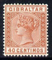 Gibraltar 1889-96 Spanish Currency 40c orange-brown mounted mint SG 27