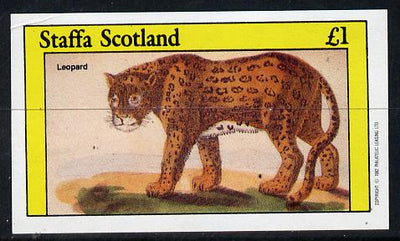 Staffa 1982 Animals (Leopard) imperf souvenir sheet (£1 value) unmounted mint